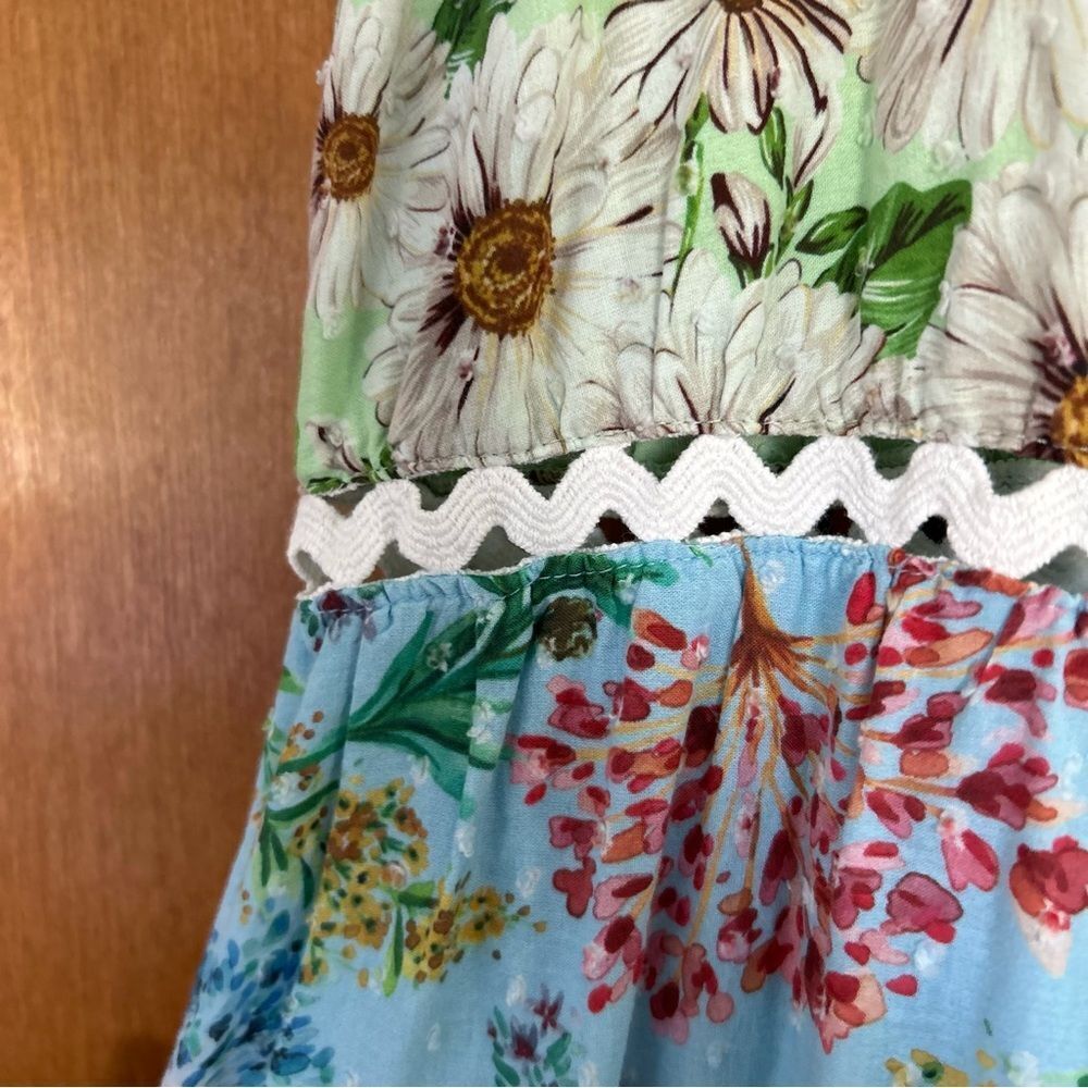 Farm Rio Mixed Floral Maxi Dress in Multi Size Medium Pastel Embroidered Spring - Picture 11 of 15